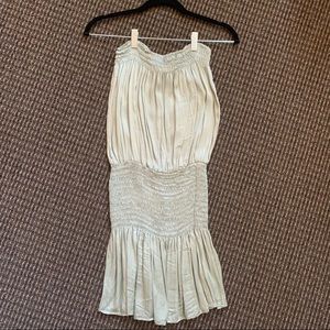 Blue life smocked strapless dress in sage green